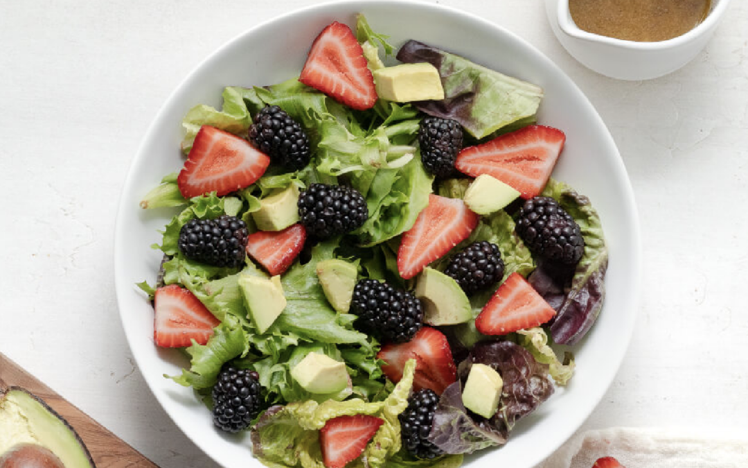 Avocado Berry Salad with Kombucha Vinaigrette