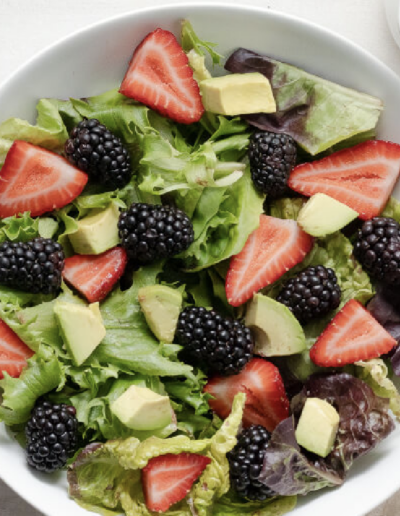 Avocado Berry Salad with Kombucha Vinaigrette