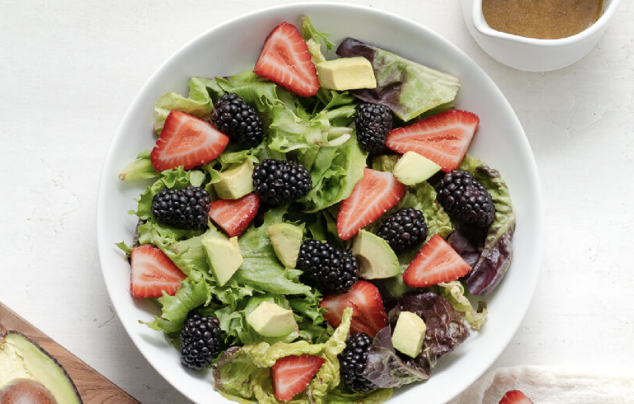 Avocado Berry Salad with Kombucha Vinaigrette