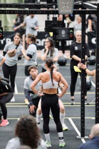 Woman competing in HYROX event
